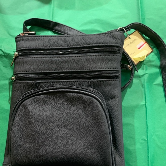 Hand Crafted Black Leather Crossbody Bag - Picture 3 of 3